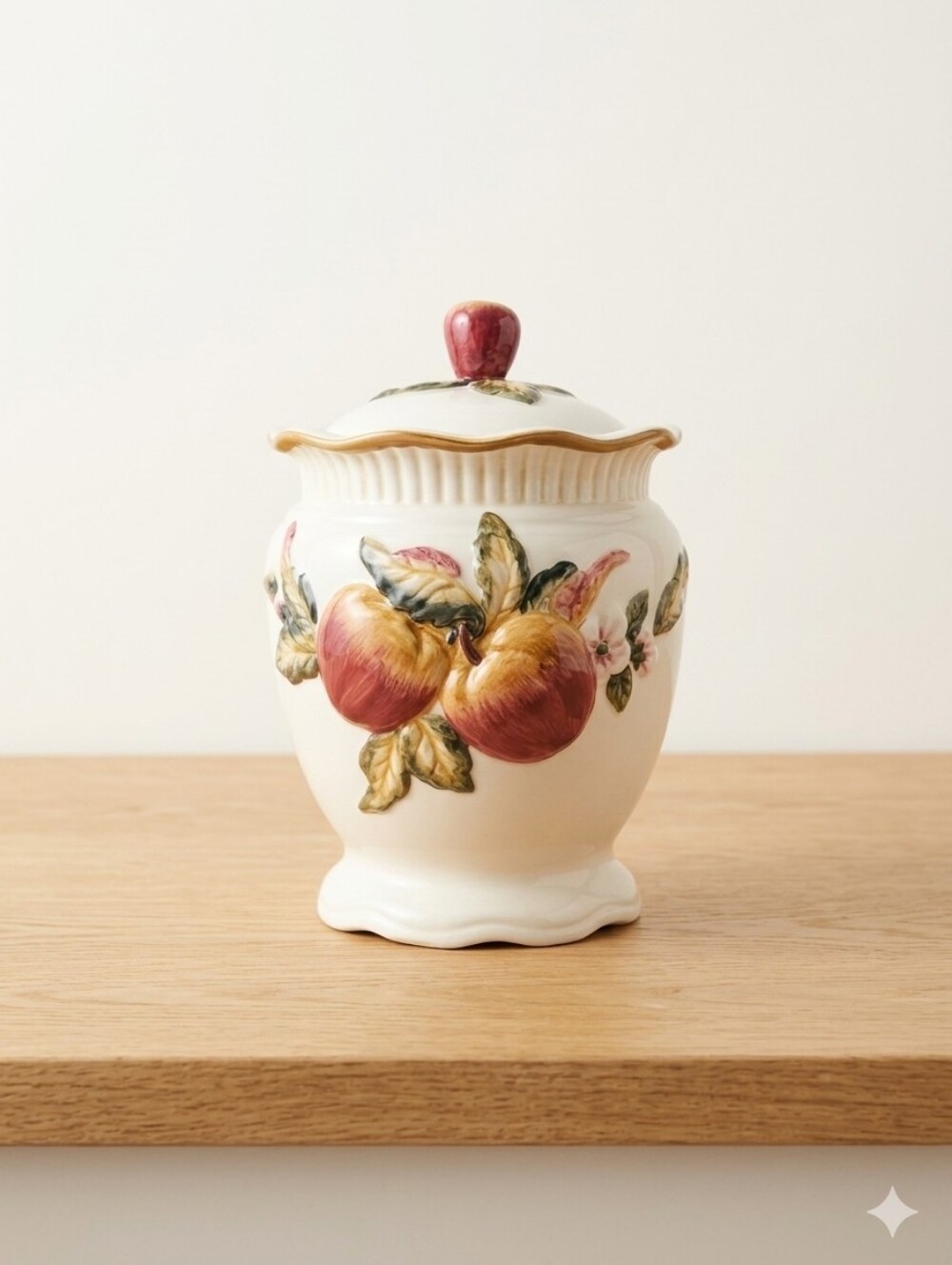 Hand-Painted Fruit Ceramic Canister with Lid